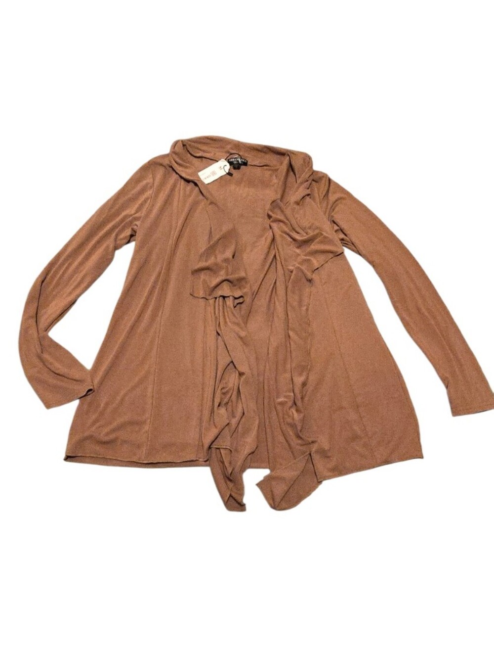 NWT Urban Coco Women's Open Front Draped Brown Viscose Soft Cardigan Size M i15